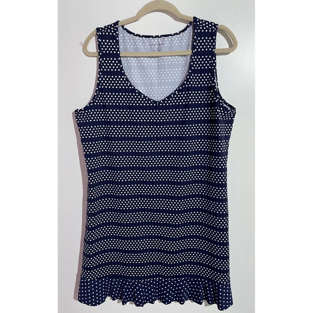 Lands End Swim Dress XL/P Blue Cover Up Beachy Vacation Resort Cruise UPF‎
